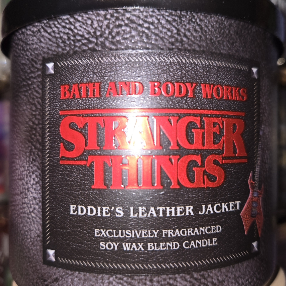 Bath & Body Works Stranger Things Eddies Leather Jacket 3 Wick Candle